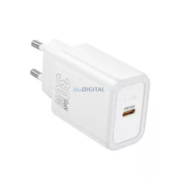   HOCO N62 hálózati töltő Type-C aljzat (30W, PD gyorstöltő 3.0) FEHÉR