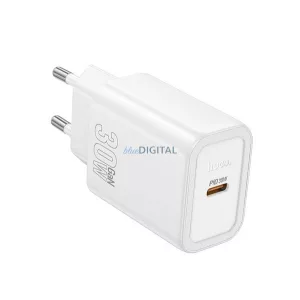 HOCO N62 hálózati töltő Type-C aljzat (30W, PD gyorstöltő 3.0) FEHÉR