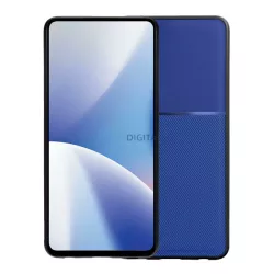   Szilikon telefonvédő (ütésállóság, mágneses, bőr hatású hátlap, csíkos) SÖTÉTKÉK Xiaomi Redmi Note 14 4G