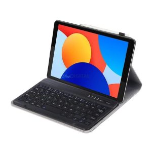 Tok álló, bőr hatású (FLIP, bluetooth billentyűzet, asztali tartó, QWERTY, angol nyelvű) FEKETE Xiaomi Redmi Pad SE 8.7