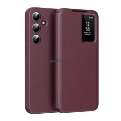  Tok álló (aktív FLIP, oldalra nyíló, Smart View Cover) BORDÓ Samsung Galaxy A55 5G (SM-A556)