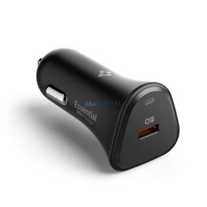 SPIGEN ESSENTIAL autós töltő Type-C aljzat (30W, PD gyorstöltő 3.0) FEKETE
