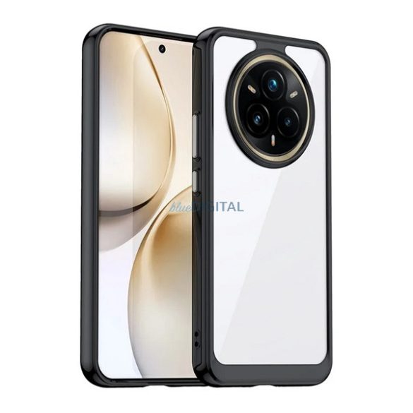 Szilikon telefonvédő (ütésállóság, átlátszó hátlap) FEKETE Realme 14 Pro Plus
