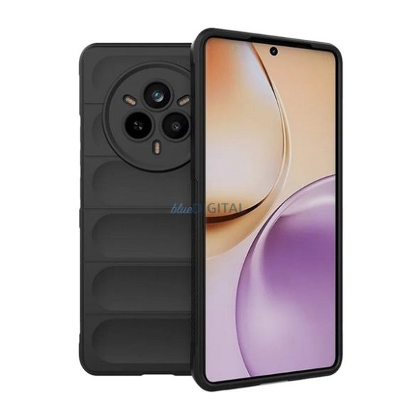 Szilikon telefonvédő (ütésállóság, kameravédő, 3D) FEKETE Realme 14 Pro