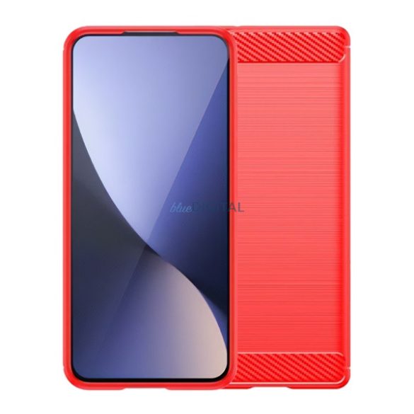 Szilikon telefonvédő (ütésállóság, légpárnás sarok, szálcsiszolt, karbon minta) PIROS Honor Magic7 Lite