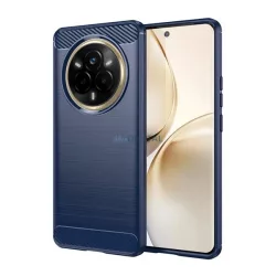   Szilikon telefonvédő (ütésállóság, légpárnás sarok, szálcsiszolt, karbon minta) SÖTÉTKÉK Realme 14 Pro