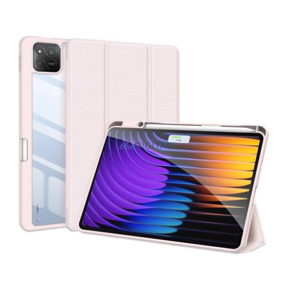 DUX DUCIS TOBY tok álló, bőr hatású (aktív FLIP, oldalra nyíló, TRIFOLD, asztali tartó, ceruza tartó) RÓZSASZÍN Xiaomi Pad 7 Pro, Pad 7