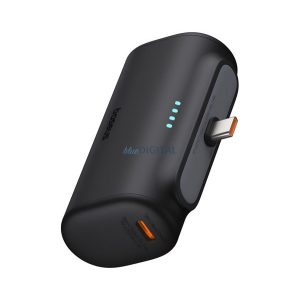 BASEUS COMPACT vésztöltő Type-C aljzat (5000mAh, 20W, PD gyorstöltő, Type-C csatlakozó + Type-C kábel) FEKETE
