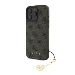   GUESS 4G CHARMS műanyag telefonvédő (textil hátlap, telefondísz) BARNA Apple iPhone 16 Pro Max