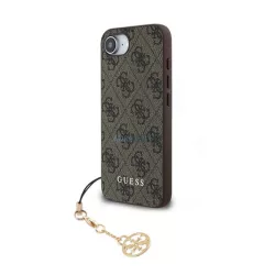   GUESS 4G CHARMS műanyag telefonvédő (textil hátlap, telefondísz) BARNA Apple iPhone 16e
