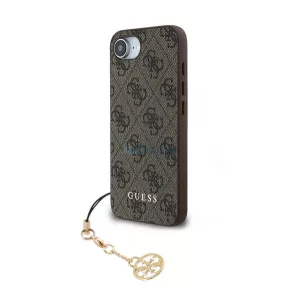 GUESS 4G CHARMS műanyag telefonvédő (textil hátlap, telefondísz) BARNA Apple iPhone 16e