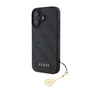 GUESS 4G CHARMS műanyag telefonvédő (textil hátlap, telefondísz) SÖTÉTSZÜRKE Apple iPhone 16