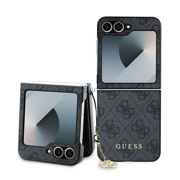 GUESS 4G CHARMS műanyag telefonvédő (textil hátlap, telefondísz) SÖTÉTSZÜRKE Samsung Galaxy Z Flip6 (SM-F741)