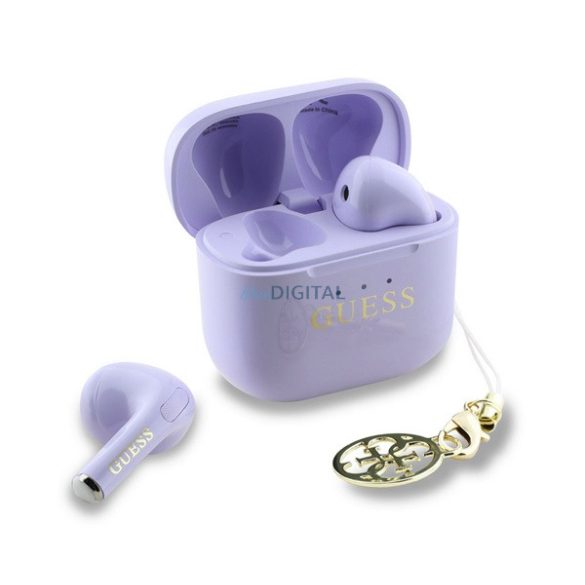 GUESS CLASSIC LOGO CHARM bluetooth fülhallgató SZTEREO (v5.4, TWS, mikrofon + töltőtok) LILA