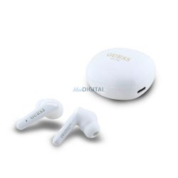   GUESS GLOSSY CLASSIC LOGO bluetooth fülhallgató SZTEREO (v5.4, TWS, mikrofon + töltőtok) FEHÉR