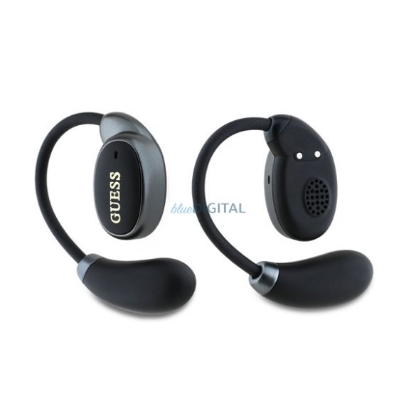 GUESS SATIN CLASSIC LOGO bluetooth fülhallgató SZTEREO (v5.4, TWS, fülre akasztható, mikrofon + töltőtok) FEKETE