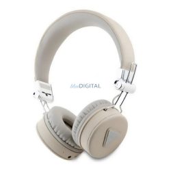   GUESS PU GRAINED TRAINGLE LOGO bluetooth fejhallgató SZTEREO (v5.3, mikrofon, zajszűrő, microSD kártyaolvasó) BÉZS