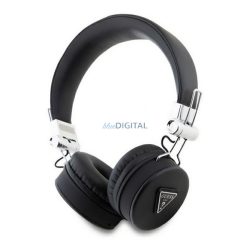   GUESS PU GRAINED TRAINGLE LOGO bluetooth fejhallgató SZTEREO (v5.3, mikrofon, zajszűrő, microSD kártyaolvasó) FEKETE
