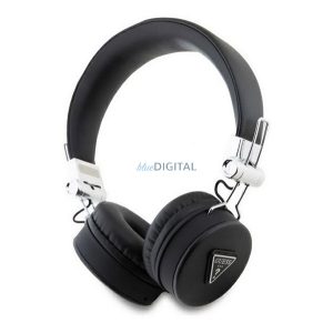 GUESS PU GRAINED TRAINGLE LOGO bluetooth fejhallgató SZTEREO (v5.3, mikrofon, zajszűrő, microSD kártyaolvasó) FEKETE