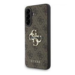   GUESS PU 4G METAL LOGO CASE műanyag telefonvédő (ütésállóság, bőr hatású hátlap) BARNA Samsung Galaxy A56 5G (SM-A566)
