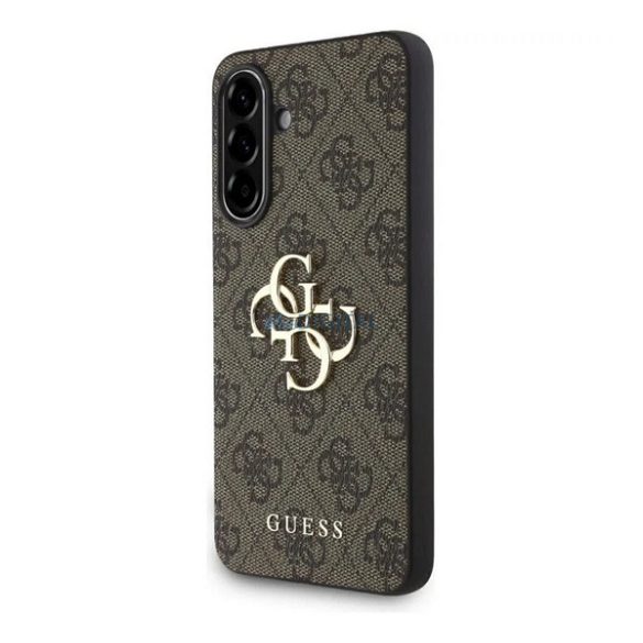 GUESS PU 4G METAL LOGO CASE műanyag telefonvédő (ütésállóság, bőr hatású hátlap) BARNA Samsung Galaxy A56 5G (SM-A566)