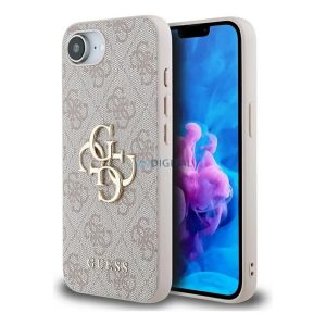 GUESS PU 4G METAL LOGO CASE műanyag telefonvédő (ütésállóság, bőr hatású hátlap) RÓZSASZÍN Apple iPhone 16e