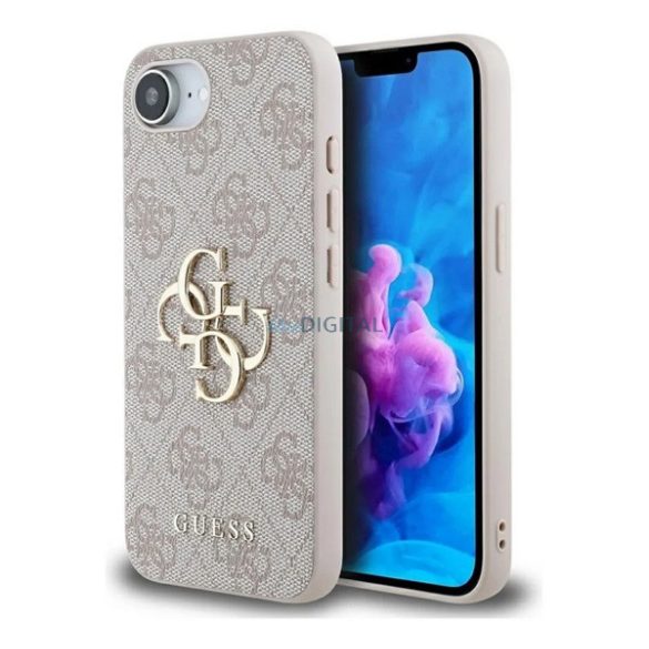 GUESS PU 4G METAL LOGO CASE műanyag telefonvédő (ütésállóság, bőr hatású hátlap) RÓZSASZÍN Apple iPhone 16e