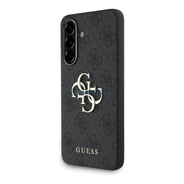 GUESS PU 4G METAL LOGO CASE műanyag telefonvédő (ütésállóság, bőr hatású hátlap) SÖTÉTSZÜRKE Samsung Galaxy A36 5G (SM-A366)