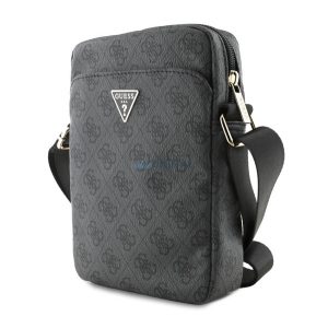 GUESS PU 4G TRIANGLE LOGO kézitáska álló (univerzális, 8", bőr hatású, vállpánt) FEKETE
