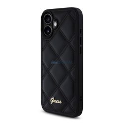   GUESS PU LEATHER QUILTED szilikon telefonvédő (ütésállóság, bőr hatású hátlap, rombusz) FEKETE Apple iPhone 16