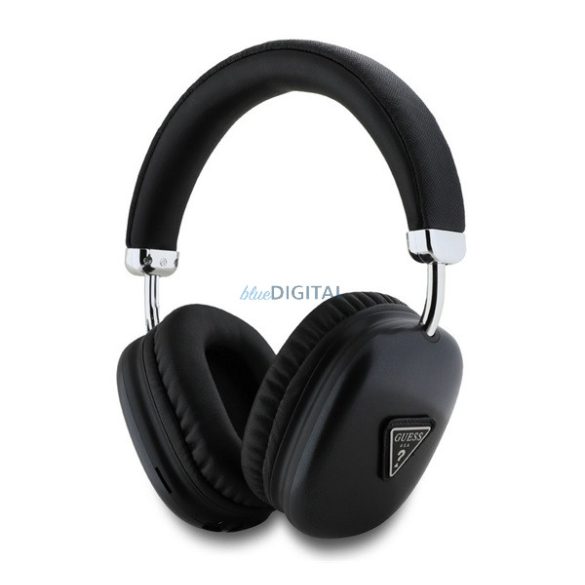 GUESS SAFFIANO bluetooth fejhallgató SZTEREO (v5.3, mikrofon, zajszűrő, IPX4 vízálló, microSD kártyaolvasó) FEKETE