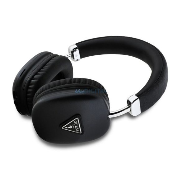 GUESS SAFFIANO bluetooth fejhallgató SZTEREO (v5.3, mikrofon, zajszűrő, IPX4 vízálló, microSD kártyaolvasó) FEKETE