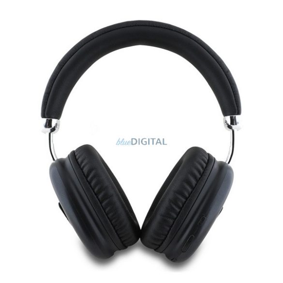 GUESS SAFFIANO bluetooth fejhallgató SZTEREO (v5.3, mikrofon, zajszűrő, IPX4 vízálló, microSD kártyaolvasó) FEKETE