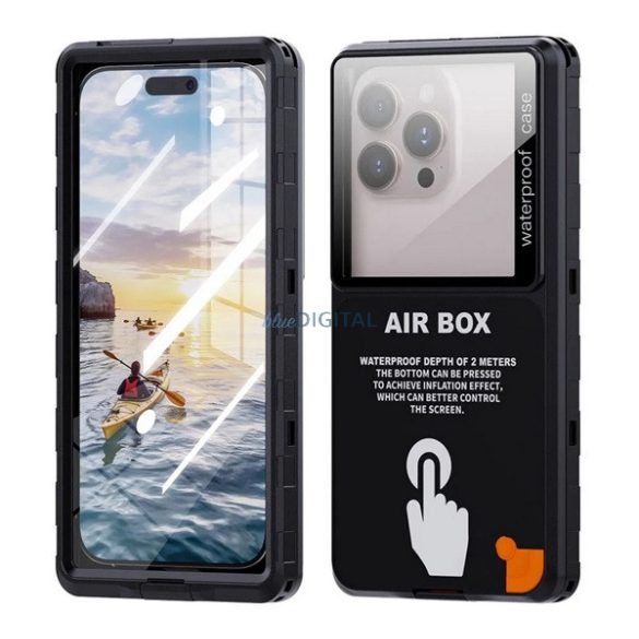 SHELLBOX AIRBOX 6.9 vízhatlan/vízálló tok, AQUA (IP68, erős ütésállóság, 6.9" méret) FEKETE