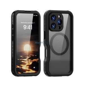 SHELLBOX GT műanyag telefonvédő (360°-os védelem, erős ütésállóság, műanyag előlap, IP68, MagSafe) FEKETE Apple iPhone 16 Pro