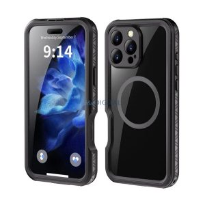 SHELLBOX GT műanyag telefonvédő (360°-os védelem, erős ütésállóság, műanyag előlap, IP68, MagSafe) FEKETE Apple iPhone 16 Pro Max
