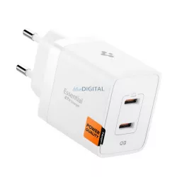   SPIGEN ESSENTIAL hálózati töltő Type-C aljzat (47W, GaN, PD gyorstöltő 3.0) FEHÉR