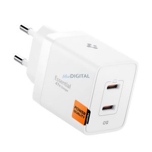 SPIGEN ESSENTIAL hálózati töltő Type-C aljzat (47W, GaN, PD gyorstöltő 3.0) FEHÉR