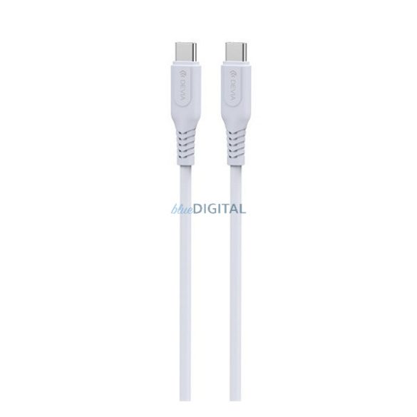 DEVIA GRS adatkábel (Type-C - Type-C, 60W, PD gyorstöltő, 100cm, cipőfűző) FEHÉR