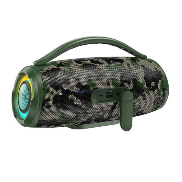 HOCO HA4 bluetooth hordozható hangszóró (v5.4, 2x15W, TF/microSD kártyaolvasó, FM rádió, AUX, LED világítás) SÖTÉTZÖLD