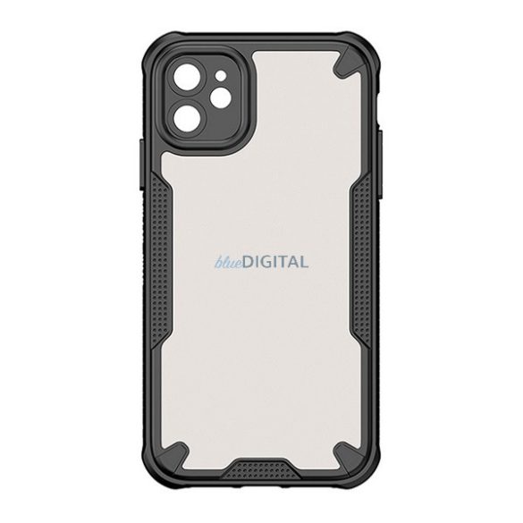 Defender szilikon telefonvédő (ütésállóság, légpárnás sarok, akril hátlap, kameravédő) FEKETE Apple iPhone 12