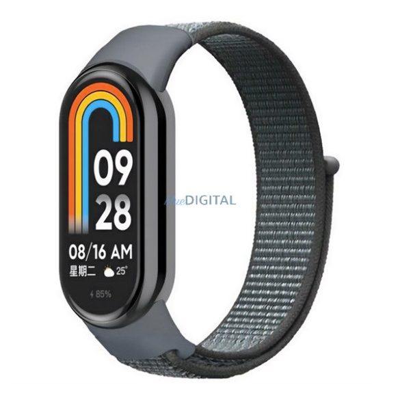 Pótszíj (egyedi méret, nylon, tépőzáras, légáteresztő) VILÁGOSSZÜRKE Xiaomi Smart Band 9, Band 8