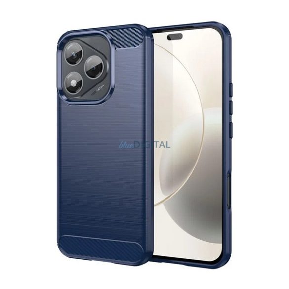 Szilikon telefonvédő (ütésállóság, légpárnás sarok, szálcsiszolt, karbon minta) SÖTÉTKÉK Honor 400 Lite