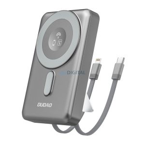 DUDAO vésztöltő Type-C aljzat (10000mAh, 20W, gyorstöltő, MagSafe, Apple Watch töltő, Type-C + lightning kábel) SZÜRKE