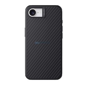 NILLKIN SYNTHETIC FIBER PRO műanyag telefonvédő (aramid bevonat, légpárnás sarok, karbon minta, MagSafe) FEKETE Apple iPhone 16e