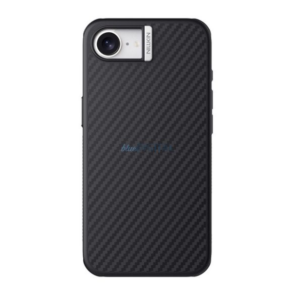 NILLKIN SYNTHETIC FIBER PRO műanyag telefonvédő (aramid bevonat, légpárnás sarok, karbon minta, MagSafe) FEKETE/EZÜST Apple iPhone 16e
