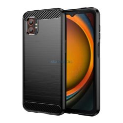   Szilikon telefonvédő (ütésállóság, légpárnás sarok, szálcsiszolt, karbon minta) FEKETE Samsung Galaxy Xcover 7 Pro (SM-G766)