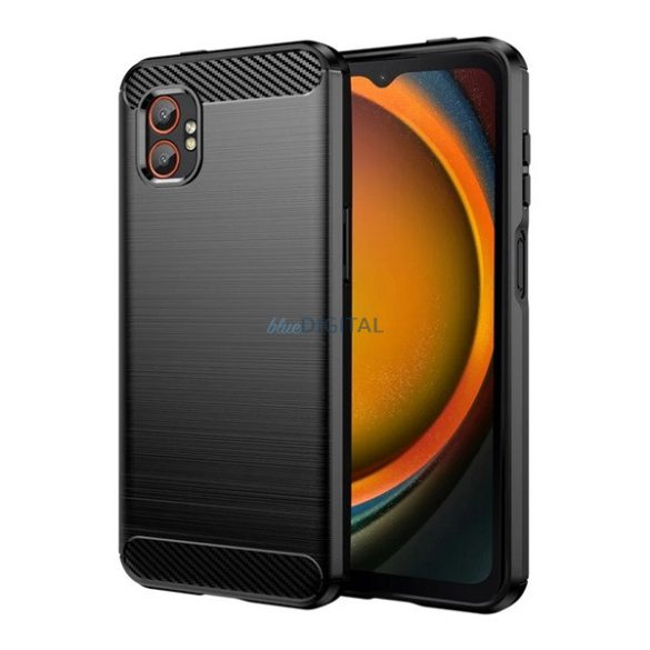 Szilikon telefonvédő (ütésállóság, légpárnás sarok, szálcsiszolt, karbon minta) FEKETE Samsung Galaxy Xcover 7 Pro (SM-G766)