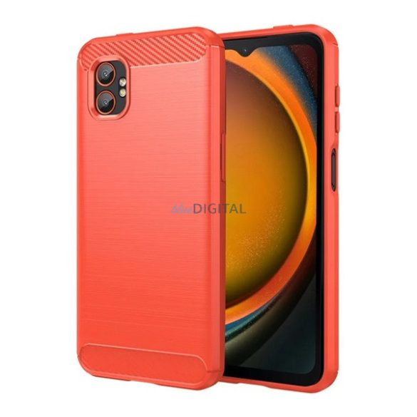 Szilikon telefonvédő (ütésállóság, légpárnás sarok, szálcsiszolt, karbon minta) PIROS Samsung Galaxy Xcover 7 Pro (SM-G766)