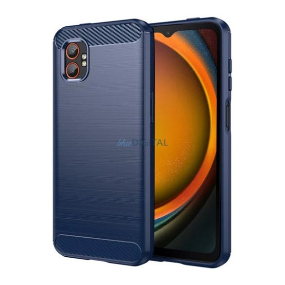 Szilikon telefonvédő (ütésállóság, légpárnás sarok, szálcsiszolt, karbon minta) SÖTÉTKÉK Samsung Galaxy Xcover 7 Pro (SM-G766)